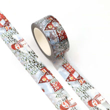 Load image into Gallery viewer, Silver Foil Winter Washi Tape, Blue &amp; Red Snowman Foiled Decorative Planner Tape