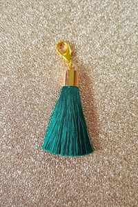 Forest Green Tassel Charm, Tassel Planner Charm, Tassel Travelrs Notebook Charm