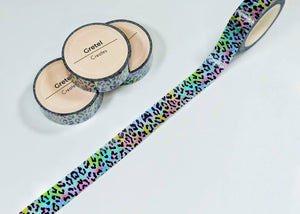 Rainbow Leopard Print Washi Tape, Colourful Animal Print Decorative Tape