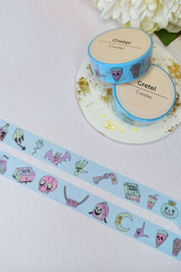 Pastel Goth Washi Tape, Purple & Blue Halloween Decorative Tape