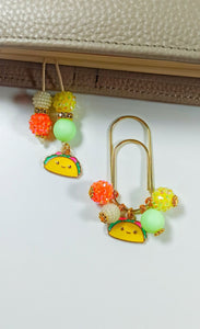 Yellow Taco Planner Dangle Jewellery, Orange & Green Planner Charm, Planner Tail