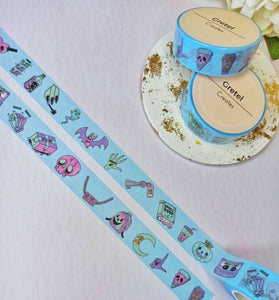 Pastel Goth Washi Tape, Purple & Blue Halloween Decorative Tape