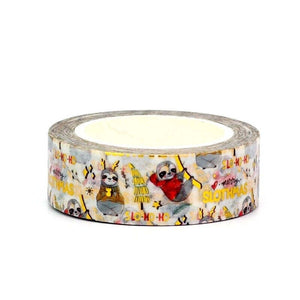 Gold Foil Christmas Sloth Washi Tape