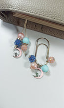 Load image into Gallery viewer, Pink Crescent Moon Planner Dangle Jewellery, Pink &amp; Blue Cat Planner Charm, Plan