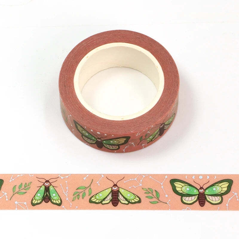 Foiled Green Moth Washi Tape