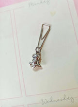 Load image into Gallery viewer, Minimal Silver Dinosaur Planner Dangle Jewellery, Silver Dinosaur Planner Charm,