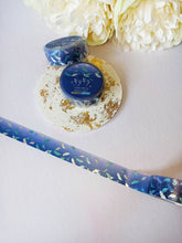 Load image into Gallery viewer, Silver Foil Feather Washi Tape, Blue &amp; Silver Boho Decorative Tape