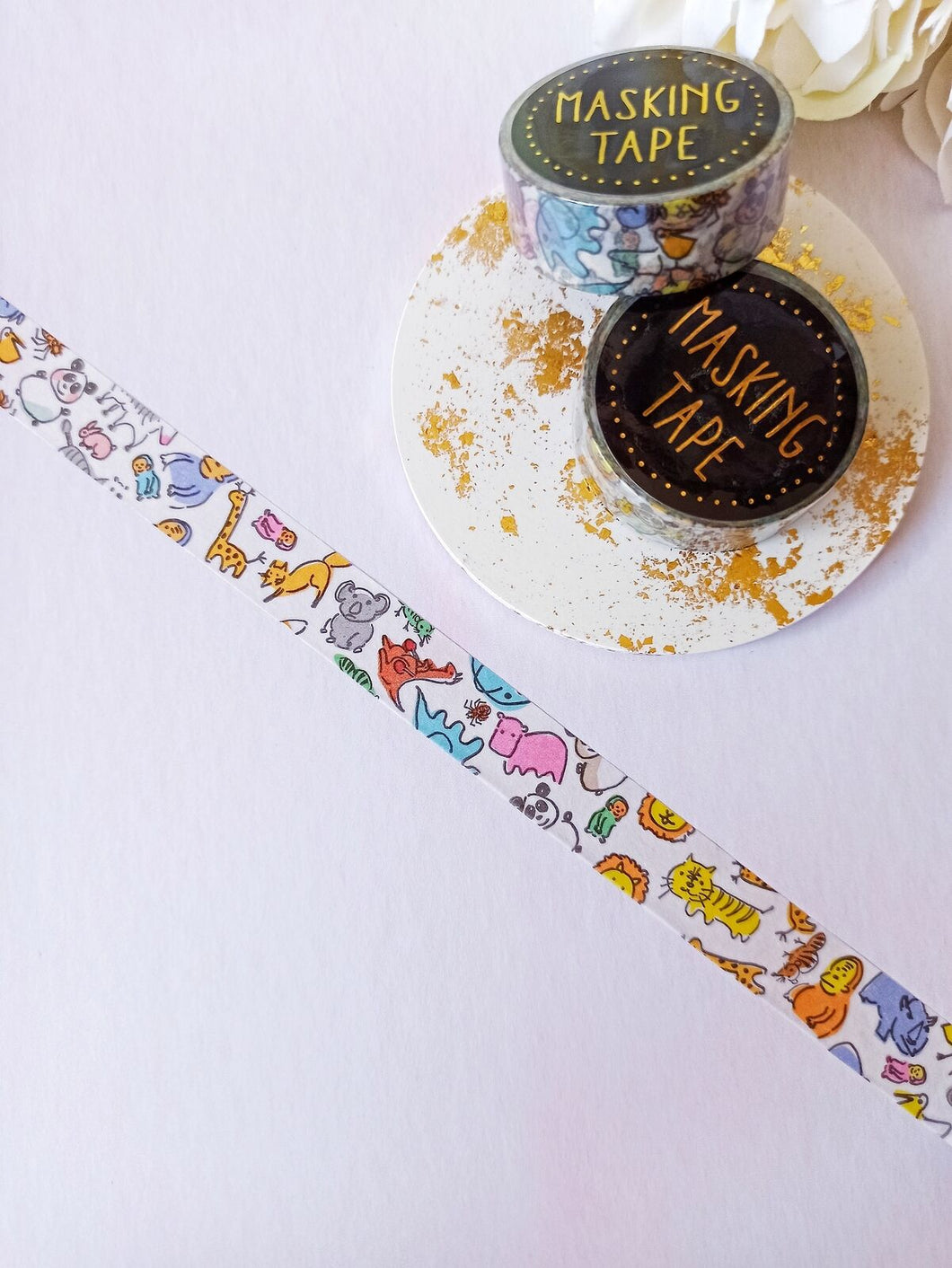 Kawaii Animal Washi Tape, Doodle Animals Decorative Tape