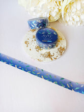 Load image into Gallery viewer, Silver Foil Feather Washi Tape, Blue &amp; Silver Boho Decorative Tape