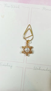 Minimal Gold Winter Planner Dangle Jewellery, Gold Snowflake Planner Charm, Plan