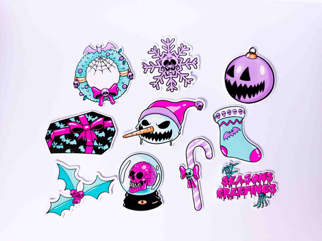 Pastel Goth Christmas Bullet Journal Decorative Vinyl Sticker Pack