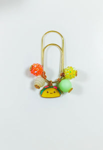 Yellow Taco Planner Dangle Jewellery, Orange & Green Planner Charm, Planner Tail