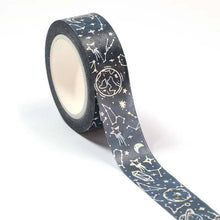 Load image into Gallery viewer, Silver Foil Celestial Washi Tape, Blue Galaxy Decorative Tape