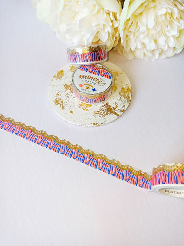 Gold Foil Fringe Tassel Washi Tape, Orange & Blue Decorative Tape