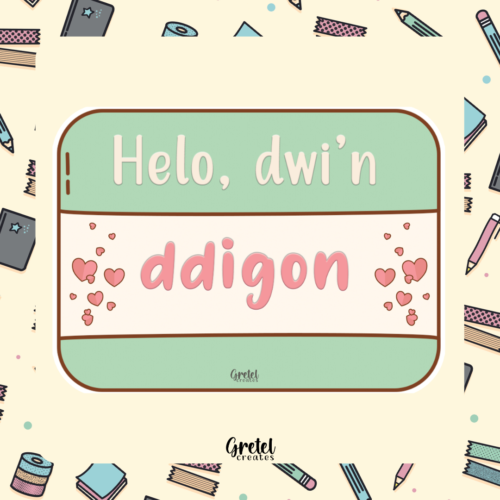 Helo, dwi'n ddigon- Sticer Cymraeg - Matte Decorative Vinyl Die Cut Sticker - Fu