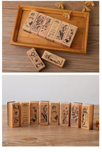 Load image into Gallery viewer, Vintage Style Wildflower &amp; Coffee Wooden Block Stamp