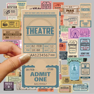 Vintage Style Ticket Stickers for Travel Journal