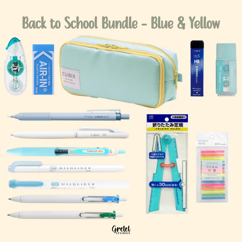 GretelCreates presents the Blue & Yellow Back to School Japanese Stationery Bundle.