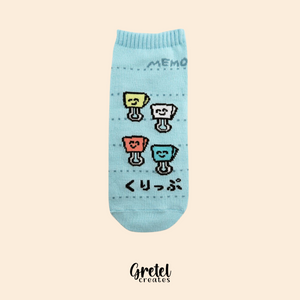 Okutani Kawaii Stationery Ankle Socks - Binder Clips
