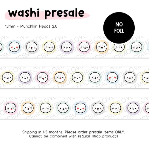 Ready to Ship - Once More With Love - WASHI 15mm - Munchkin Heads 2.0 (No Foil, Revamped)