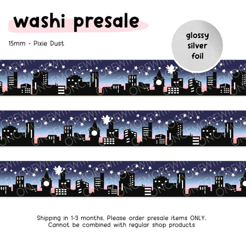 Ready to Ship - Once More With Love - WASHI 15mm - Pixie Dust + Glossy Silver Foil