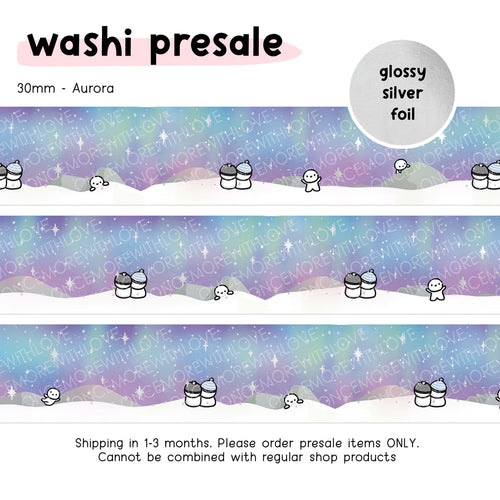 Ready to Ship - Once More With Love - WASHI 30mm - Aurora + Glossy Silver Foil