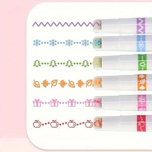 Roller Linear Colour Stamp Pen Set - Various Designs
