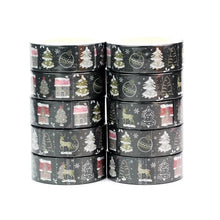 Load image into Gallery viewer, Black Gingerbread House Christmas Washi Tape