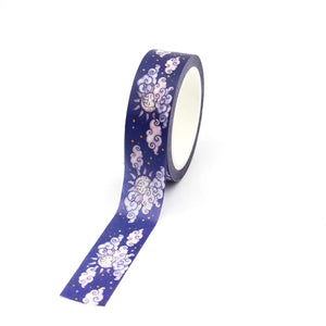 Purple Sun & Cloud Washi Tape, Gold Foil Celestial Decorative Tape