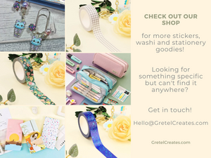 Check out our shop for more GretelCreates Khaki Back to School Japanese Stationery Bundles, stickers, stamps, and more.