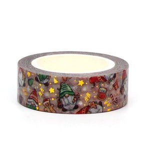 Gold Foil Christmas Gnome Washi Tape