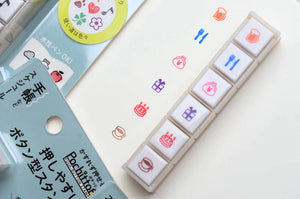 Kodomo No Kao Pochitto 6 Push Button Stamp - School Subjects - Japanese