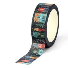 Load image into Gallery viewer, Navy Blue Kawaii Christmas Village Washi Tape