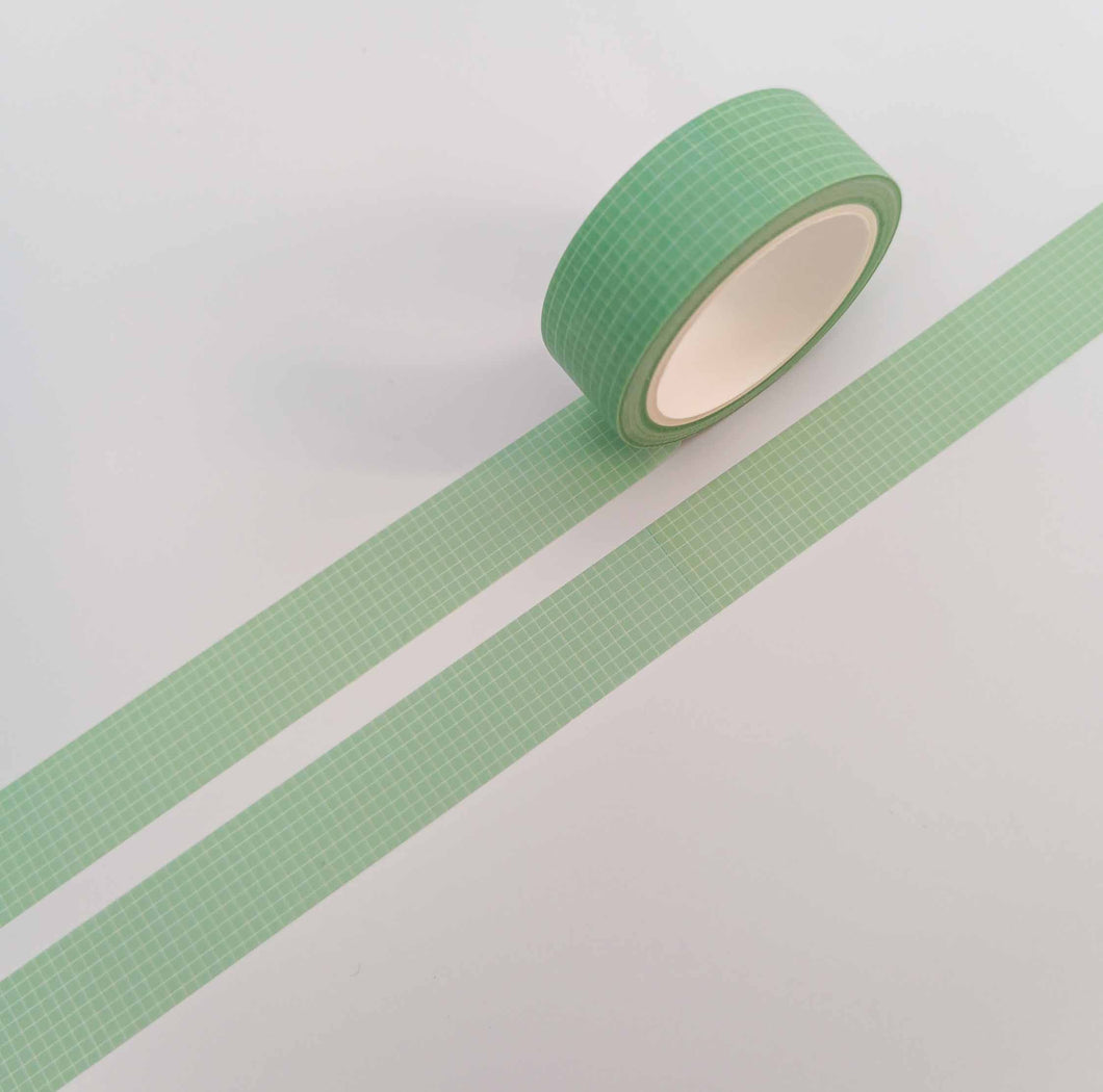 Minimal Green Grid & Plain Washi Tape