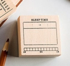 Happy time Sleep Tracker Journal Stamp on Wooden Block by GretelCreates.