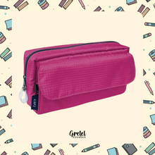 Load image into Gallery viewer, A Dark Pink Back to School Japanese Stationery Bundle pencil case with a zipper on it by GretelCreates.