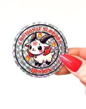 Load image into Gallery viewer, Emotional Support Demon Holographic Sticker - Waterproof Decorative Vinyl Die Cut Sticker