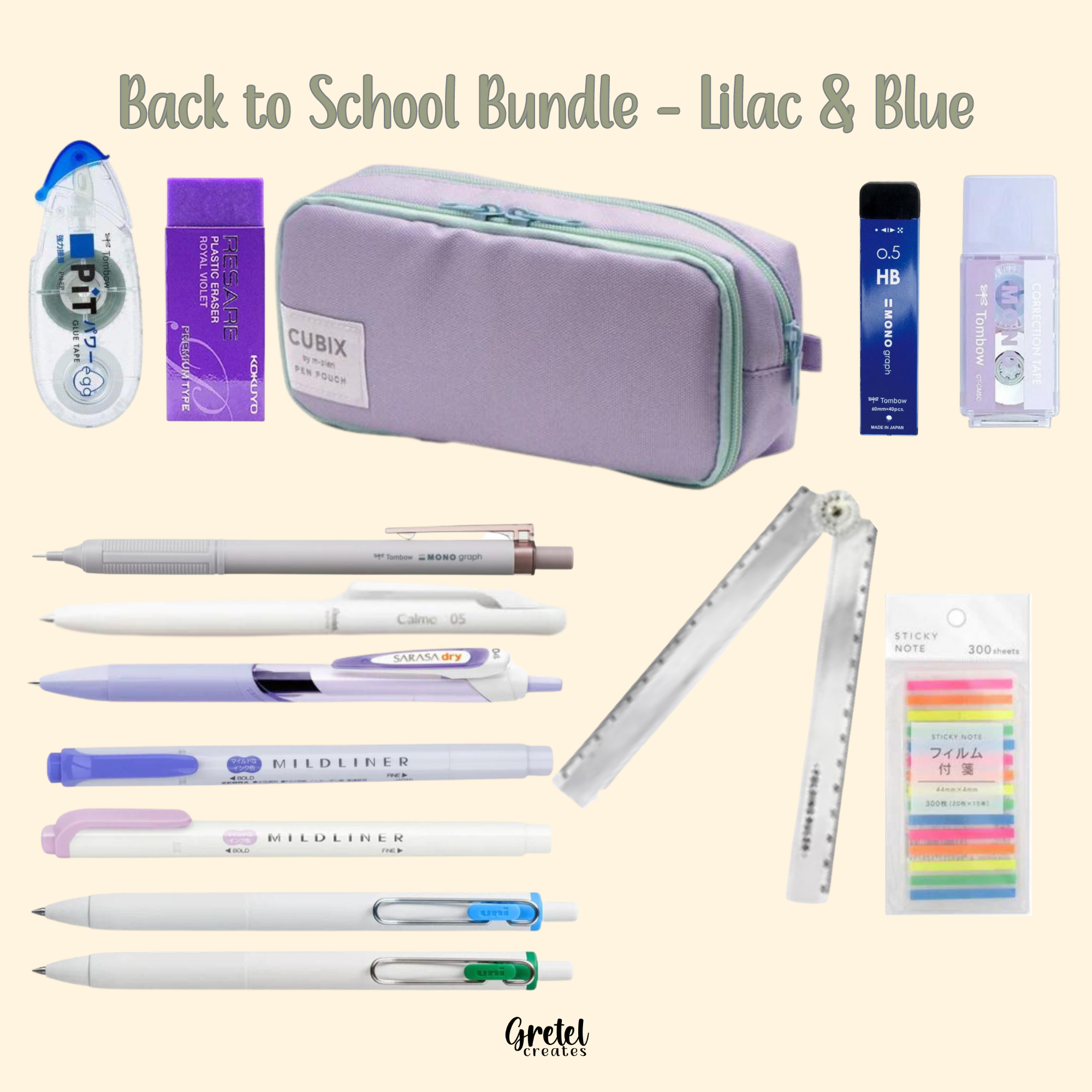 Pink & White Back to School Japanese Stationery Bundle 