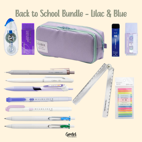 GretelCreates offers the Purple & Green Back to School Japanese Stationery Bundle.