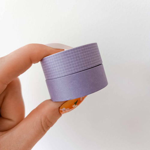 Minimal Purple Grid & Plain Washi Tape