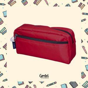 A Red Back to School Japanese Stationery Bundle pencil case with a zipper on it from GretelCreates.