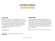 Load image into Gallery viewer, A customer review page for GretelCreates&#39; Fluorine Coated Paper Crafting Scissors - Various Colours.