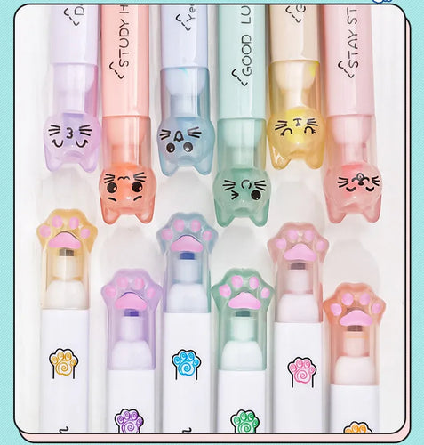 Cute Cat Highlighter Pen Set - Various Colours