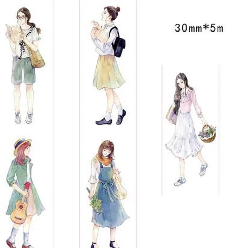 Shopping Fashion Girl Wide Washi Tape