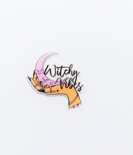 Transparent Witchy Vibes Crescent Moon Decorative Sticker