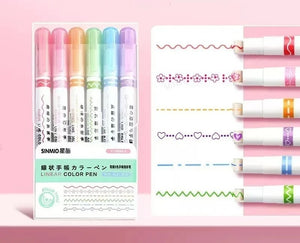 Roller Linear Colour Stamp Pen Set - Various Designs
