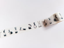 Load image into Gallery viewer, A roll of Monochrome Rabbit Washi Tape with rabbits on it.
