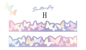 30mm wide rainbow night sky washi tape h - butterfly