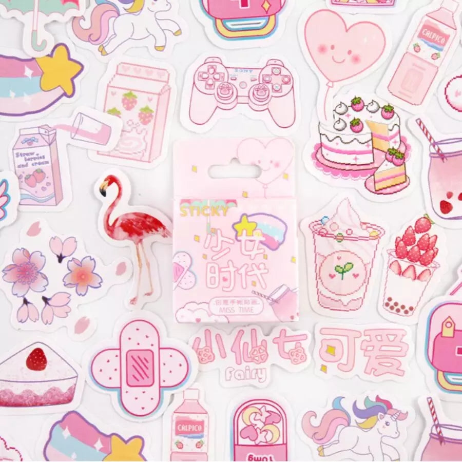 pink kawaii bubble tea stickers