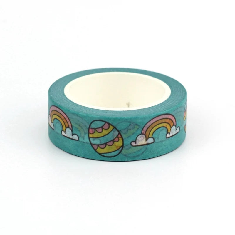 kawaii easter egg washi tape, spring rainbow decorative tape